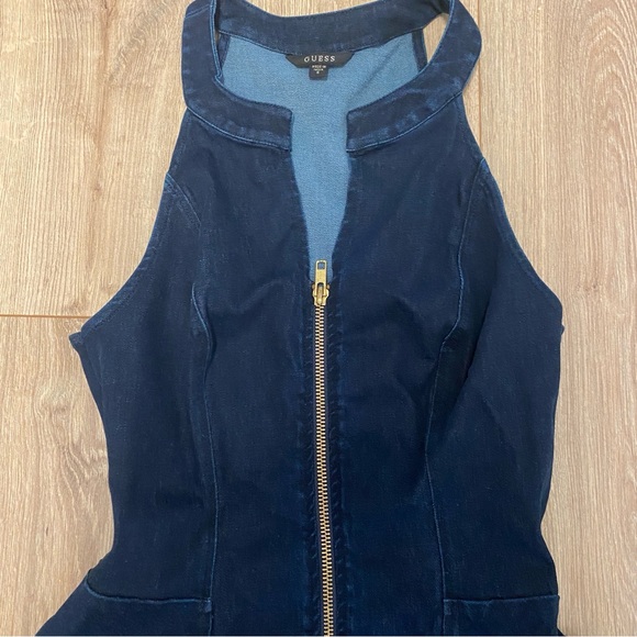 Guess Zip Front Denim PeplumTop - Picture 4 of 6
